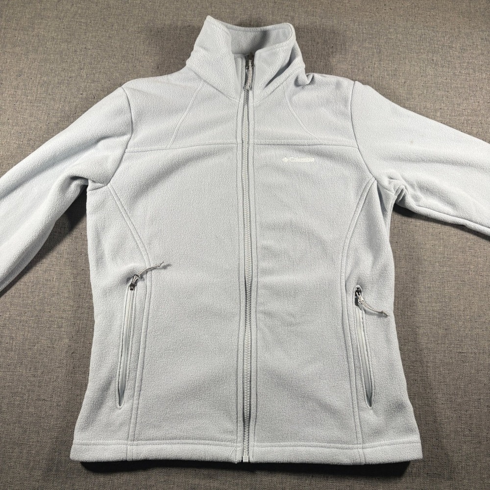 Columbia Fleece Jacket Women Small Light Blue Full Zip Mock Neck XL9918